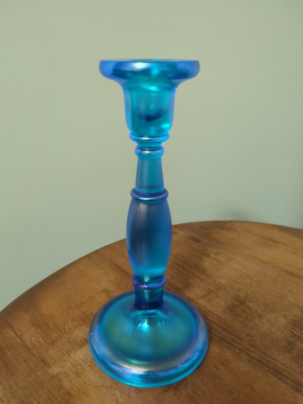 Fenton 549 Stretch Blue Candlestick 8 3/8"